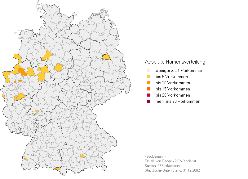 Absolute Verteilung des Namens Soddemann